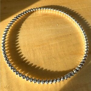 Elegant Solid Sterling Silver Beaded Heavy Wire Bracelet 925 Handmade Bangle
